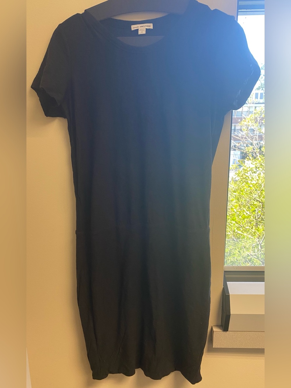 James Perse Black Short Sleeve Crew Neck Tee Dress Sz 2